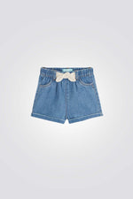 מכנסי ג'ינס קצרים עם פפיון לתינוקות
