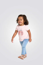 טישירט לתינוקות בצבע ורוד עם הדפס חיפושית