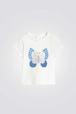 טישירט לתינוקות בצבע לבן עם הדפס פרפר