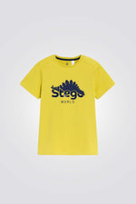 טישירט לילדים בצבע צהוב עם הדפס דינוזאור