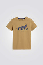 טישירט לילדים בצבע בז' עם הדפס דינוזאור