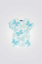 טישירט לילדות עם הדפס פרפרים כחולים