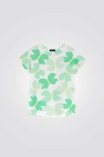 טישירט לילדות עם הדפס פרפרים ירוקים