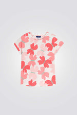 טישירט לילדות עם הדפס פרפרים ורודים