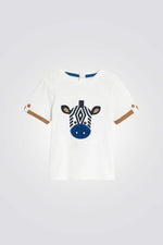 טישירט לתינוקות בצבע לבן עם הדפס זברה