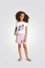 מכנסיים קצרים לילדות בצבע ורוד