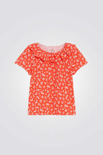 חולצה לתינוקות בצבע כתום עם הדפס פרחוני