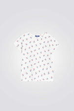 טישירט לילדות בצבע לבן עם הדפס דובדבנים