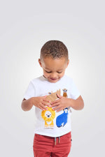 טישירט לתינוקות בצבע לבן עם הדפס חיות