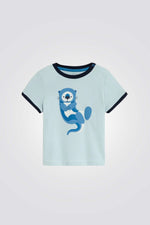 טישירט לתינוקות בצבע תכלת עם הדפס לוטרה