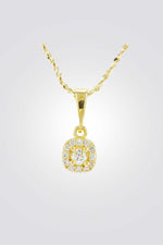 תליון משובץ קוטר 5 + שרשרת זהב 14 קראט