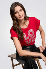 טישירט LOVE עם עיטור ניטים