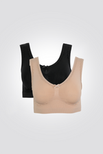 זוג חזיות נוחות עם תחרה שחור-ניוד