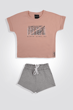 חליפה לילדות בצבע ורוד ואפור - MASHBIR//365