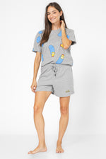 סט פיג’מה קצרה SIMPSON בצבע אפור