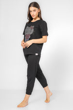 סט פיג’מה באורך 3/4 HELLO KITTY שחורה