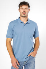 חולצת פולו קצרה צבע ג'ינס
