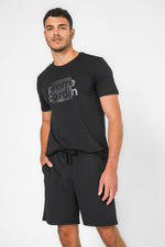 סט קצר מבד פרנץ’ טרי PIERRE CARDIN בצבע שחור