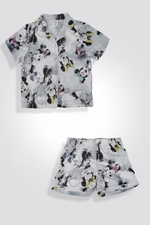 סט פיג’מה סאטן מכופתרת מנצנצת לבנות MINNIE