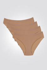 רביעיית תחתוני היי לג SEAMLESS בצבע בז'