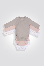 מארז 3 בגדי גוף בגזרת מעטפת לעונת המעבר INTERLOCK