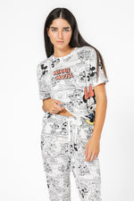סט פיג’מה MINNIE COMICS לנשים בצבע לבן