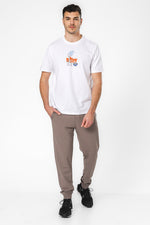 מכנסי טרנינג דקים לגברים בצבע חום