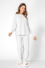 סט פיג'מת מעבר בצבע אפור בהיר