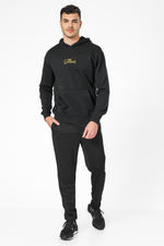 מכנסי פיקה ארוכים בגזרה צרה בצבע שחור