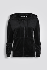 עליונית קטיפה עם קפוצ’ון בצבע שחור