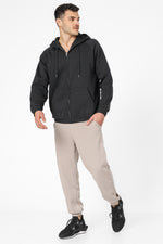 מכנסי פוטר ארוכים סיומת גומי בצבע חום בהיר