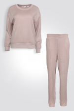 סט פנאי סרוג מבד רך בצבע ורוד