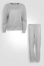 סט פנאי סרוג מבד רך בצבע אפור בהיר