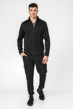 קרדיגן סרוג פליז בצבע שחור