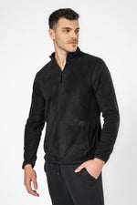 קרדיגן פליז עם רוכסן לגבר בצבע שחור