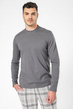 סט פיג’מה אינטרלוק ופלנל בגווני אפור