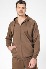 סווטשירט קפוצ’ון פוטר עם רוכסן בצבע חום