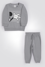 סט פיג’מה פוטר MICKEY לילדים בצבע אפור