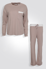 סט פיג'מת מעבר בצבע ורוד עתיק