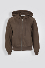 ג’קט פוטר עם קפוצ’ון חום שוקולד לנשים