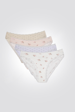 מארז רביעיית תחתוני היי-לג בהדפס פרחוני