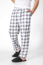 מכנסי פיג'מה PLAIDS בצבע אפור בהיר