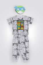 סט פיג’מת מעבר לילדים עם מסיכת אורות TMNT