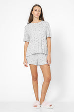 סט פיג'מה קצרה לבבות