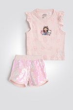 סט פיג’מה קצרה עם פאייטים GABBY