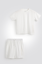 סט קצר לילדים בצבע לבן