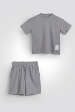 סט קצר לילדים בצבע אפור