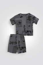 סט פיג’מה קצרה MICKEY לילדים בצבע אפור