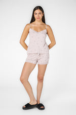 סט פיג’מה גופיה סיומת תחרה