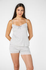 סט פיג’מה גופיה סיומת תחרה